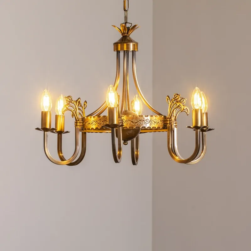 Veilige Betaling Kroonluchter Castle, licht gepatineerd, Ø 62 cm, metaal, 6-lamps.
