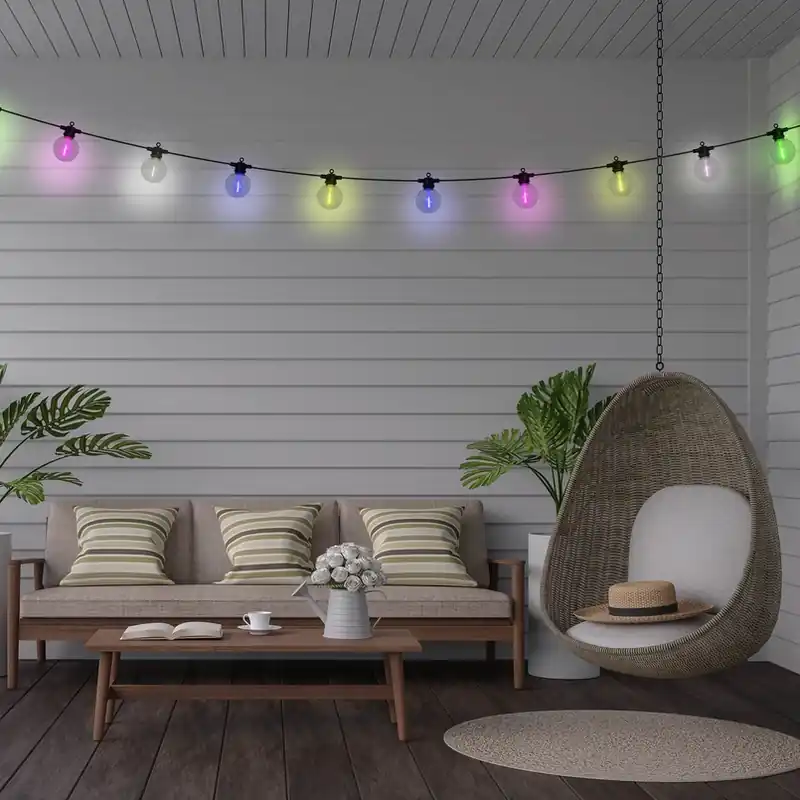 Gecertificeerd CADENA LED lichtketting op zonne-energie, RGB, zwart, 10-lamps, 5 m