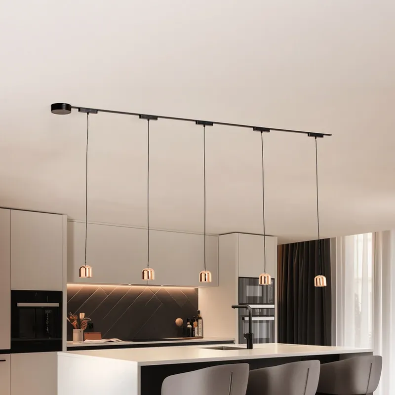Lumaro railsystem, pendel, 5-lamps, goud, 48V, dimbaar Alleen Vandaag
