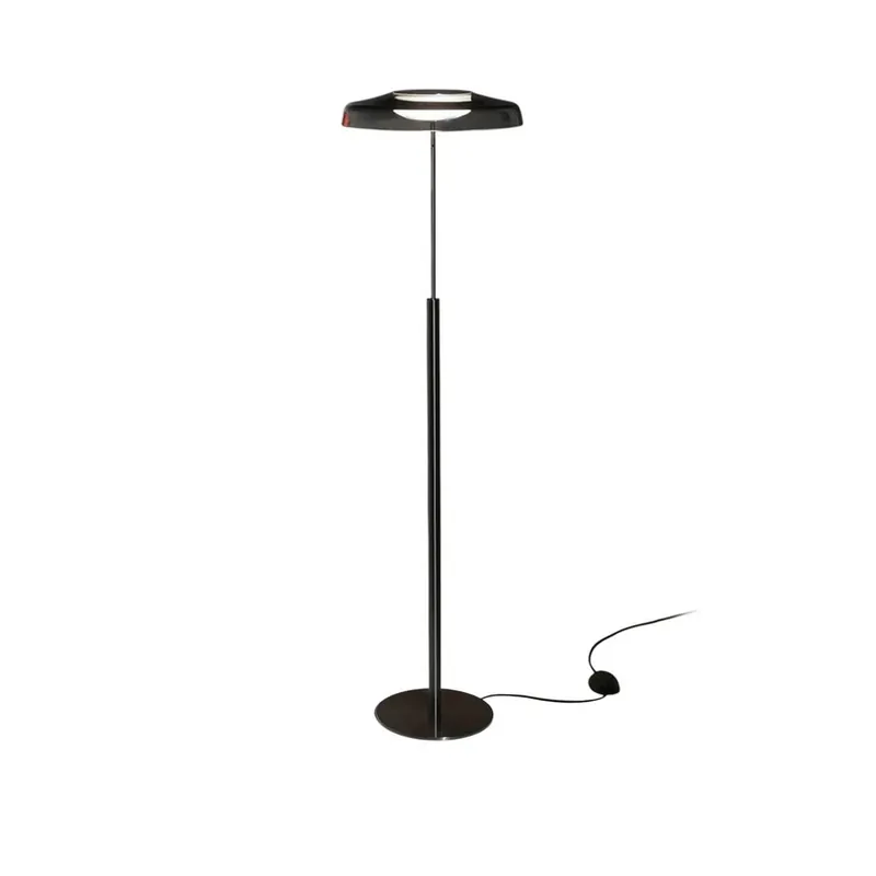 Oluce LED vloerlamp Dora, nikkel/rookgrijs, metaal, PMMA Meest Verkocht