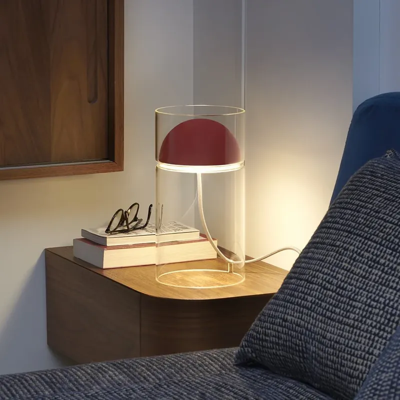Oluce LED tafellamp Medusa, rood, glas, hoogte 30 cm Gratis Retour