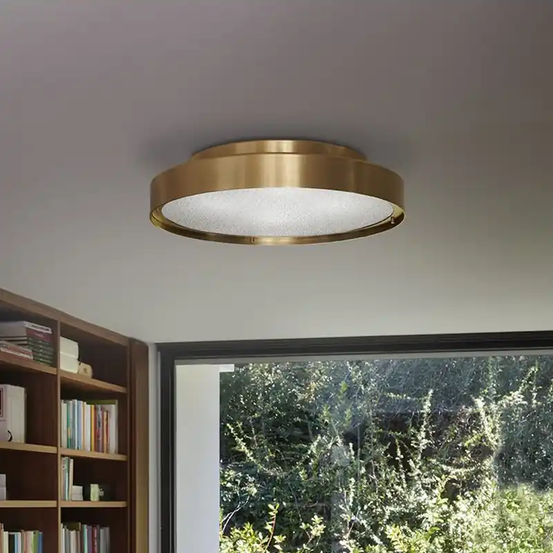 Oluce plafondlamp Berlin, Ø 50 cm, messingkleurig geanodiseerd Hoge Kwaliteit