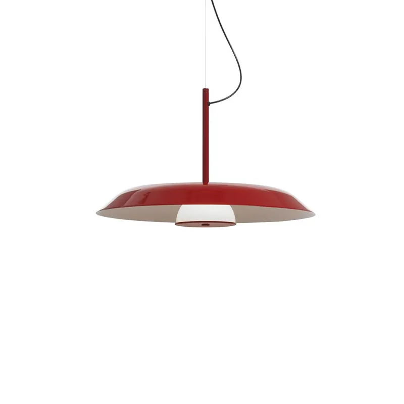 Oluce LED hanglamp Iride, Ø 55 cm, rood, metaal, glas Laatste Versie
