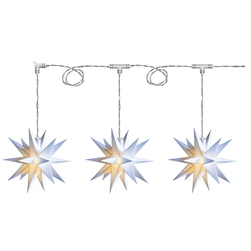 STERNTALER Lichtketting Ster, wit Ø 16 cm 18-tandig 3-lamps. Op = Op