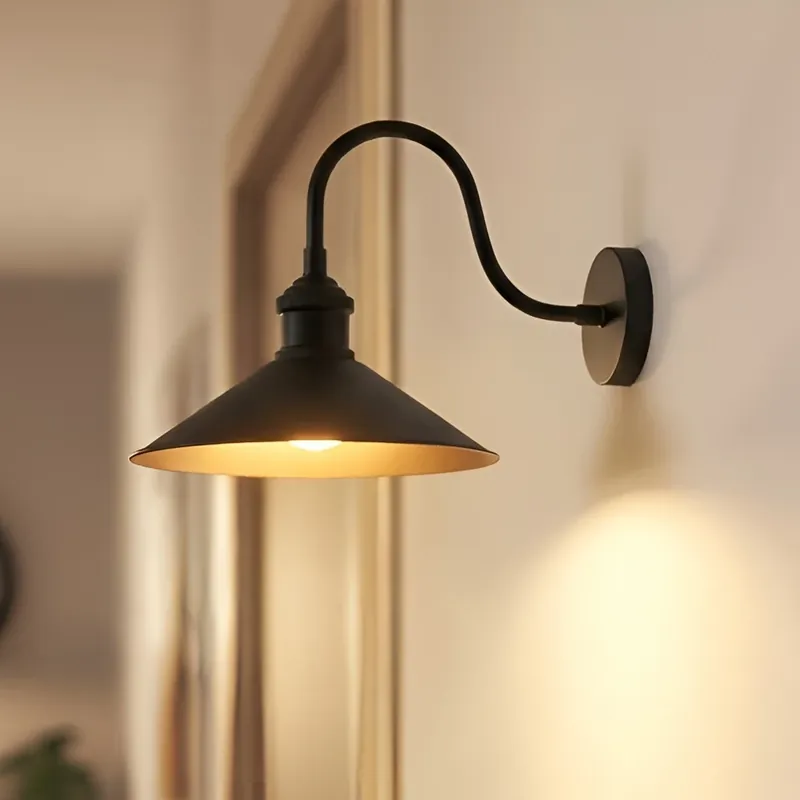 Christer wandlamp, zwart, breedte 24 cm, metaal, E27 Direct Verzonden