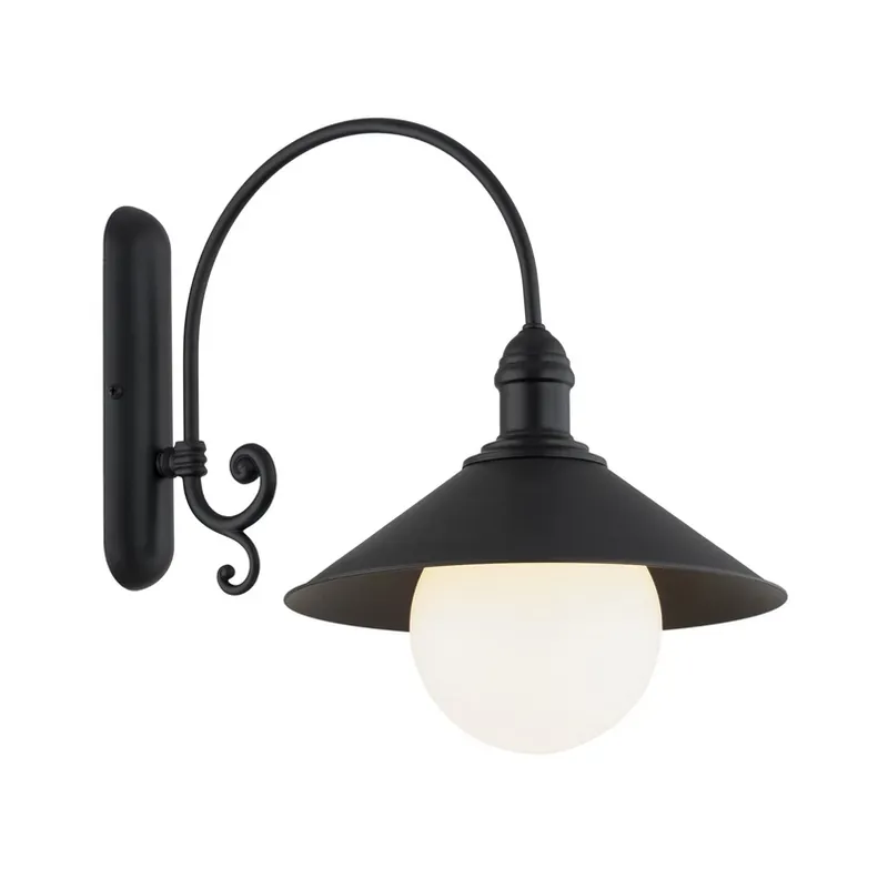 Buitenwandlamp Enduro, zwart, staal, glas, IP44, E27 Op = Op