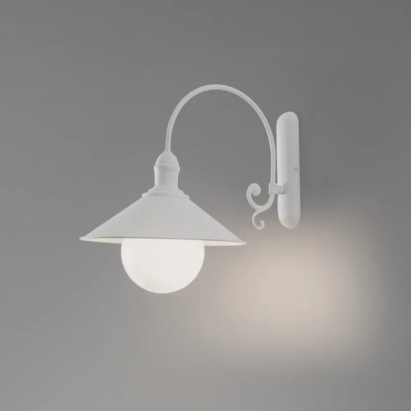 Buitenwandlamp Enduro, wit, staal, glas, IP44, E27 Finale Uitverkoop