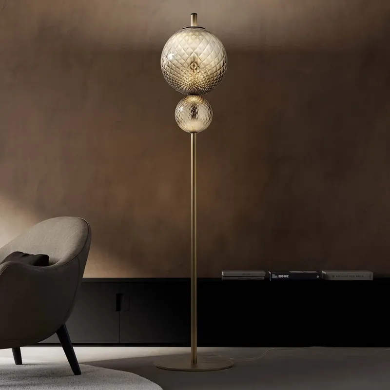 OLEV LED vloerlamp TERRA&LUNA, bruin, metaal/glas 184 cm 927 Fabrieksprijs