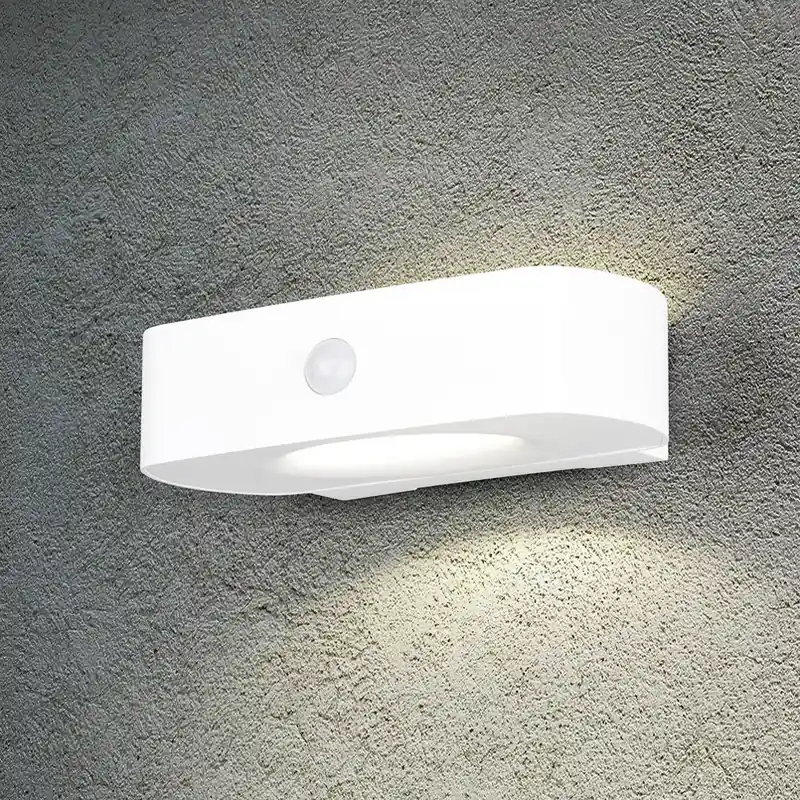Bilbao wandlamp op zonne-energie, wit, hoogte 6 cm, sensor, up/down Flitsaanbieding