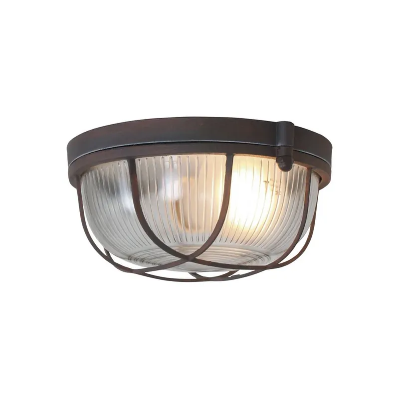 Snelle Levering Plafondlamp Lisanne, bruin, Ø 17 cm, metaal, glas, E27