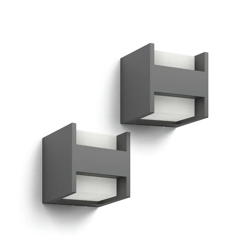 Flitsaanbieding Philips LED buiten wandlamp Arbour, 2-lamps, 2-pack, 2.700 K