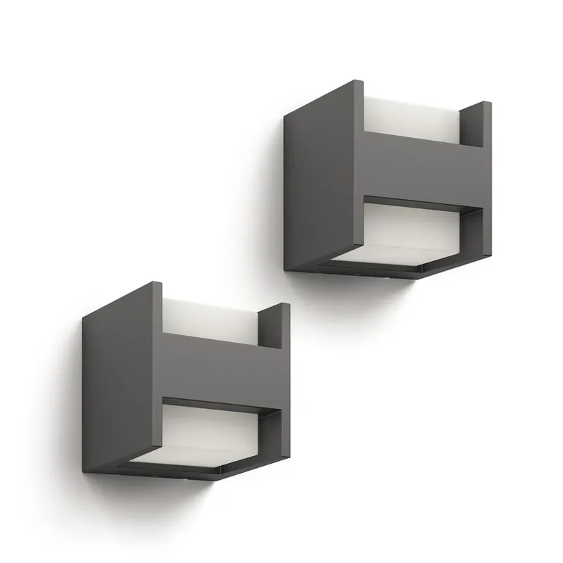 Philips LED buiten wandlamp Arbour UE 2-pack 2-lamps 2700 K Direct Verzonden