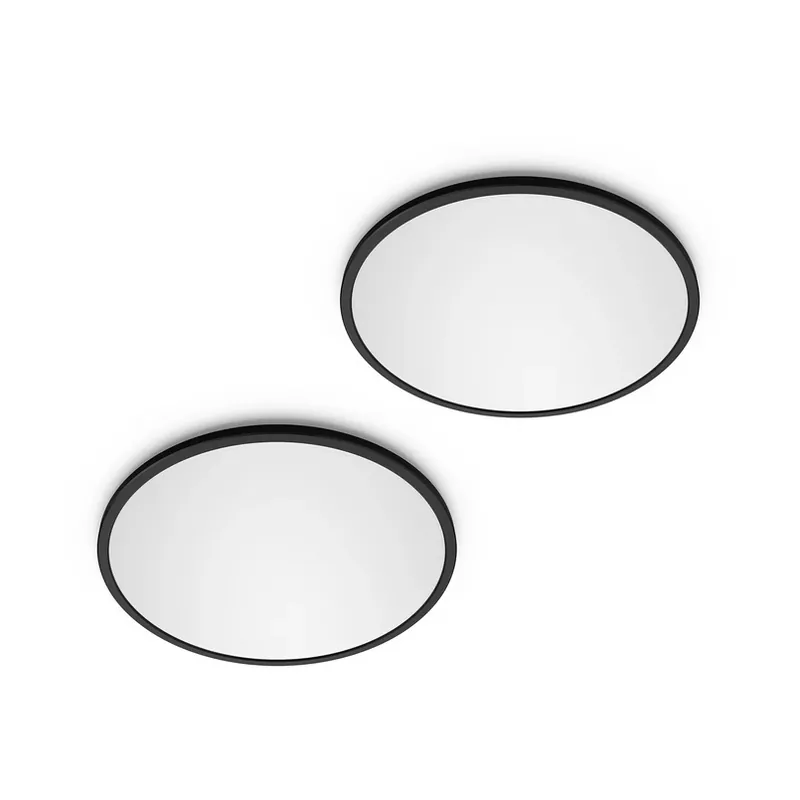 Philips LED SuperSlim 2-pack zwart IP44 Ø 30 cm 2.700 K Beperkt Aanbod