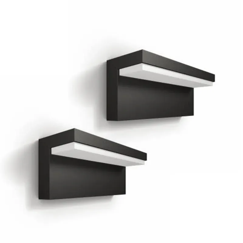 Gereduceerde Prijs Philips LED buiten wandlamp Bustan 2-pack, 2.700K