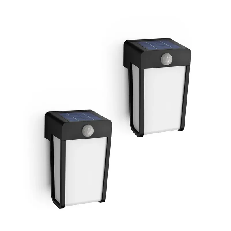 Weekendaanbieding Philips LED-zonne-wandlamp Shroud, zwart/opaal, set van 2