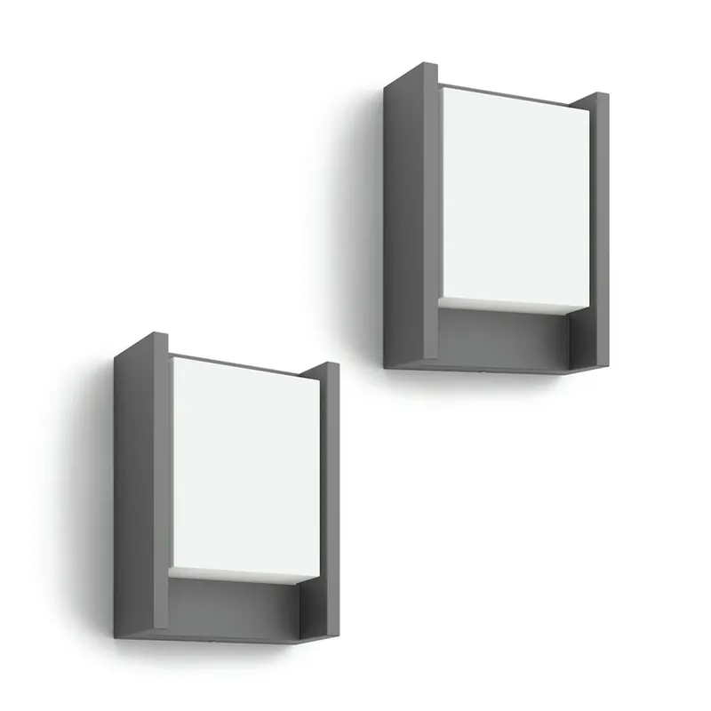 Philips LED buiten wandlamp Arbour 1-lamp 2-pack, 2.700 K Snelle Levering