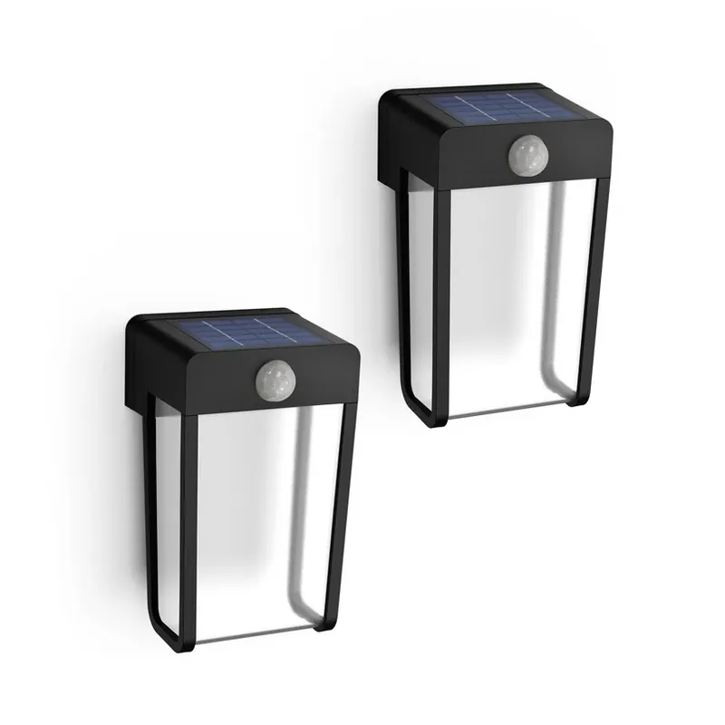 Nieuw Philips LED wandlamp op zonne-energie Shroud, zwart/transparant, set van 2