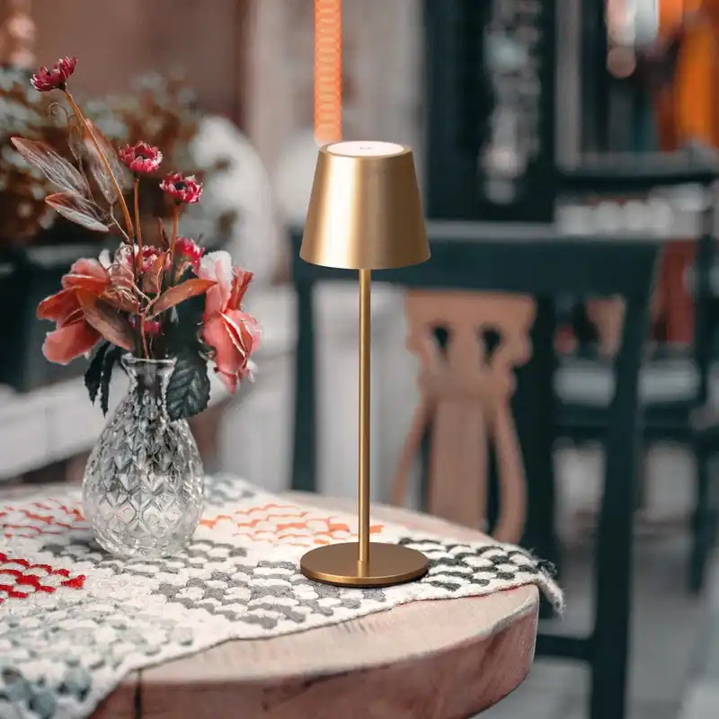 Beste Prijs LED tafellamp op accu Viletto, koffiebruin, IP54