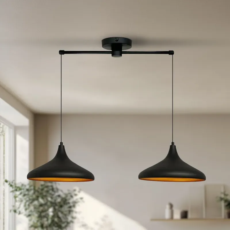 Bestel Nu Claus hanglamp, zwart, lengte 85 cm, 2-lamps, metaal