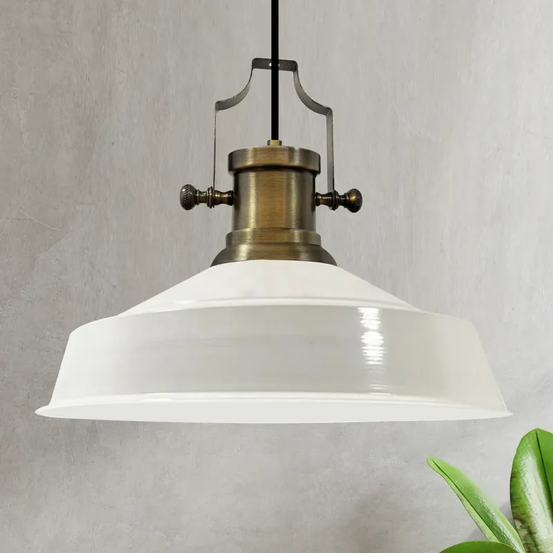 Op = Op Hanglamp Augusta, wit, Ø 40 cm, metaal, E27, vintage