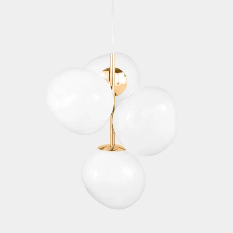 Tom Dixon Melt Chandelier Mini, opaal/goudkleurig, Ø 55 cm Actieprijs