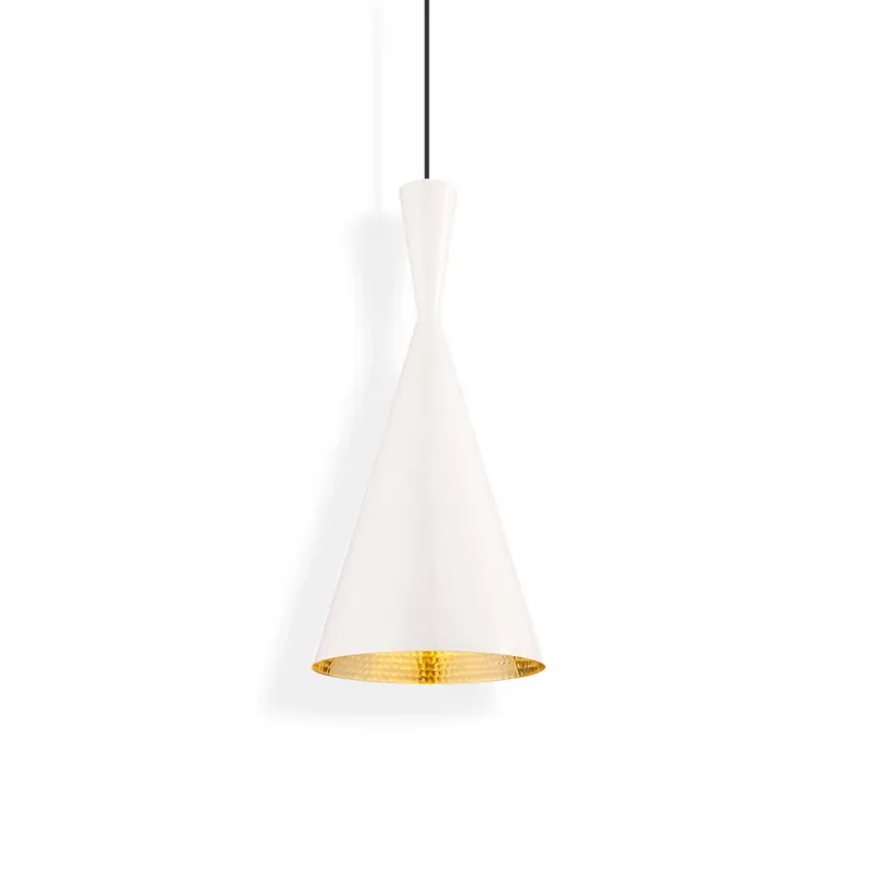 Beperkt Aanbod Tom Dixon LED hanglamp Beat Tall, wit, Ø 19 cm, messing