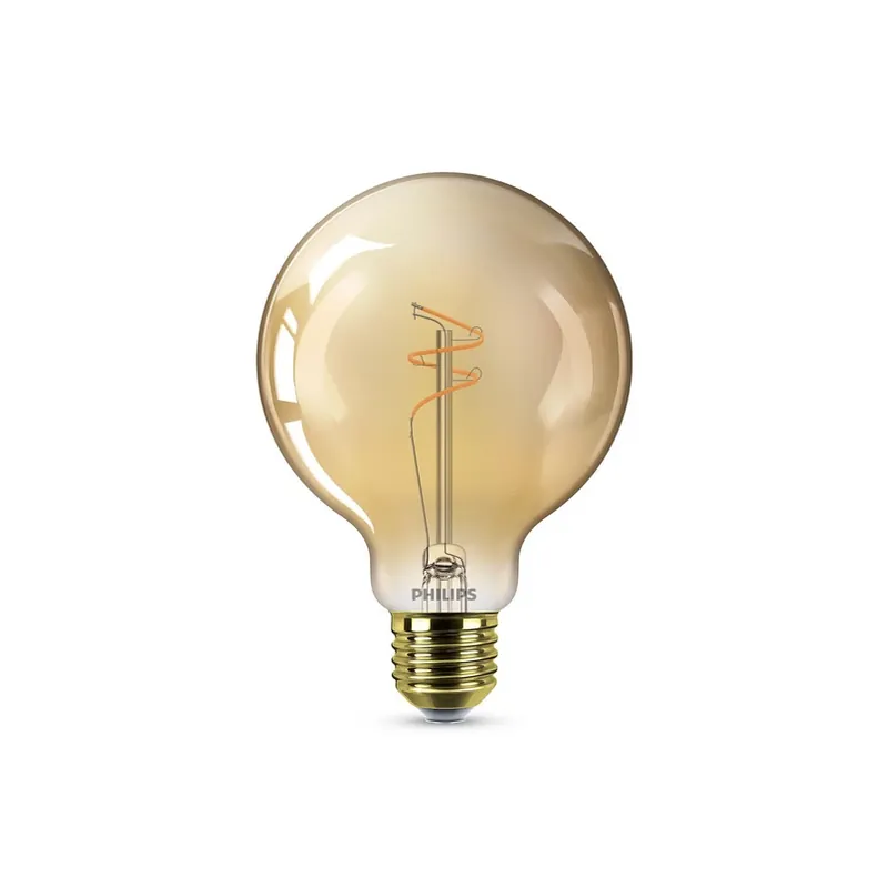 Philips LED-bolvormige lamp E27 G95 3,1 W goud 1.800 K dimbaar Bestel Nu
