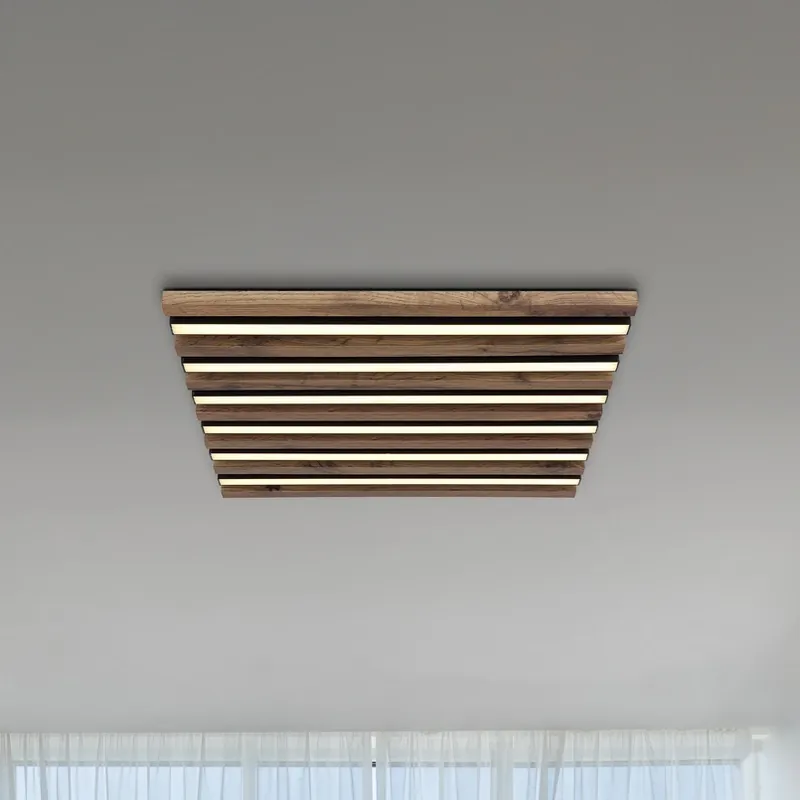 Lage Prijs LED plafondlamp Hayden, lengte 45 cm, zwart/donker hout