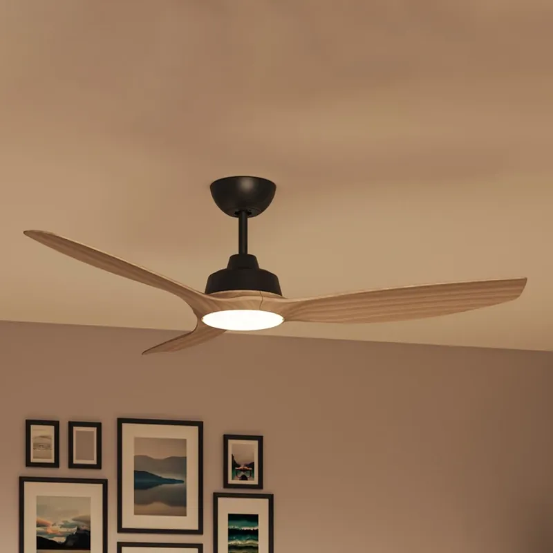 Philips LED-ventilator Olas, Ø 132 cm, bruin/zwart, stil Goedkoop