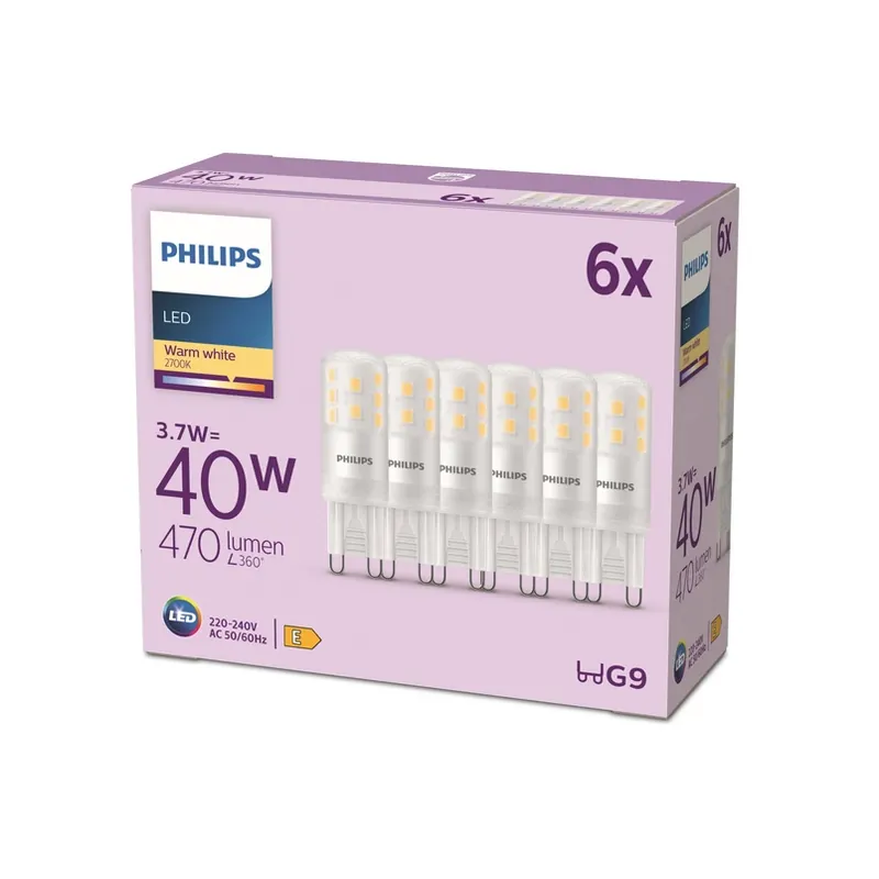 Meest Verkocht Philips LED stiftlamp G9 3,7W 470lm 2700K mat 6 stuks
