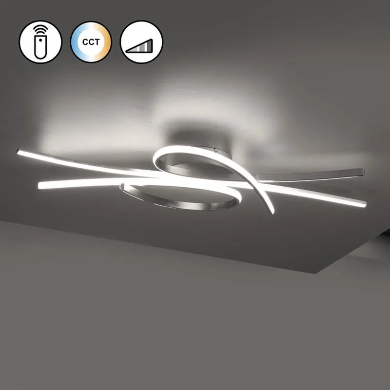 Aanbieding LED plafondlamp Biba, nikkelkleurig, lengte 100 cm, metaal CCT
