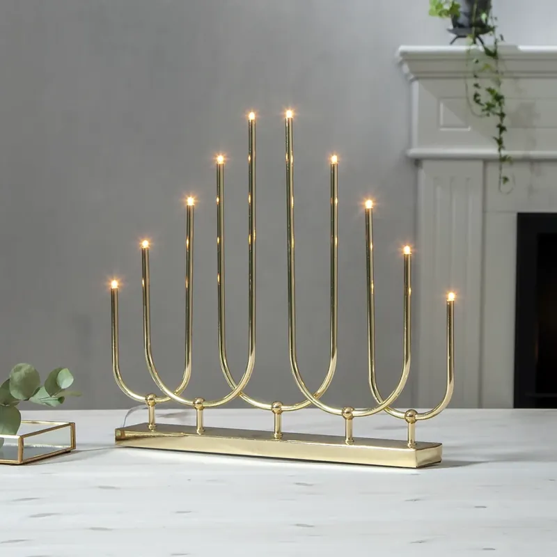 Snelle Levering Kandelaar Novum, 10-lamps, messingkleurig, metaal, E5
