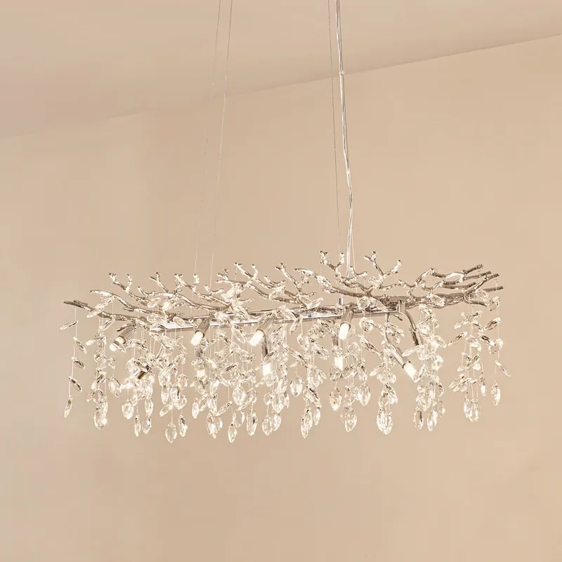 Meest Verkocht Lucande hanglamp Bellora, 101 cm, roestvrij staal, kristal