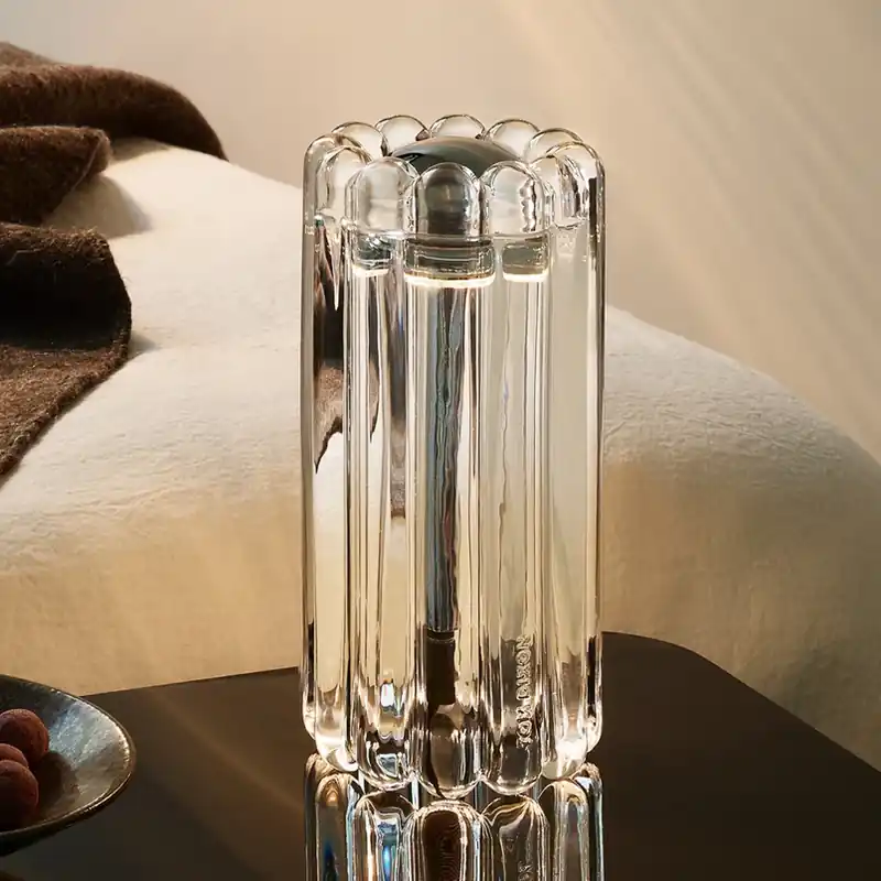 Aanbieding Tom Dixon LED tafellamp Press, helder, glas, 24 cm, 927 dimbaar
