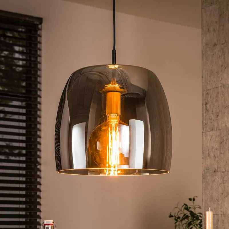 Bestel Nu Hanglamp Philippa, rookgrijs, Ø 35 cm, glas, 1 x E27