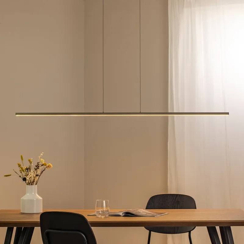 Direct Verzonden LED hanglamp BAR, olijfgroen, lengte 150 cm, metaal, 32 W