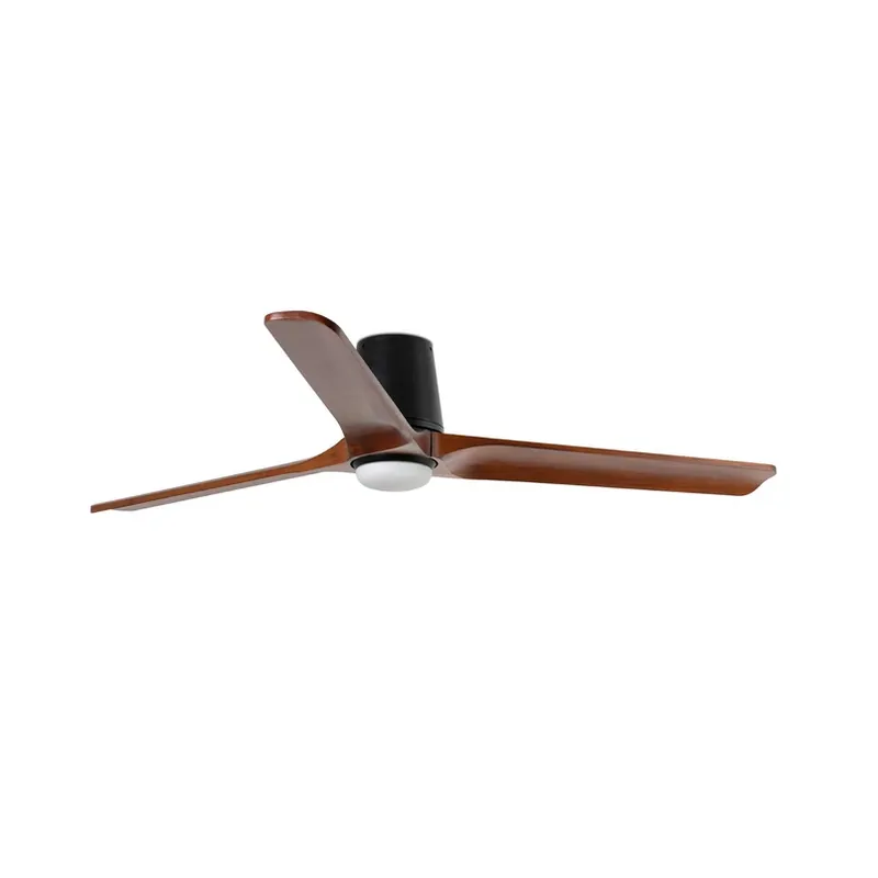 LED-ventilator Heywood L, Ø 132 cm, zwart/houtkleur, DC, CCT Gecertificeerd
