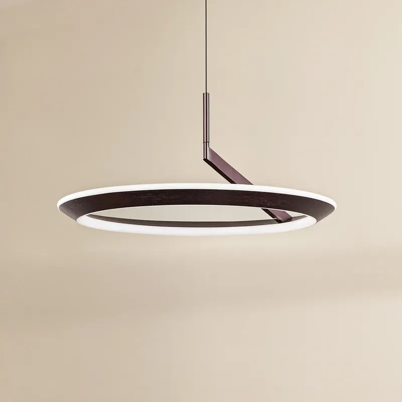 Goedkoop Lucande LED hanglamp Eldra, koffiebruin, Ø 55 cm, CCT