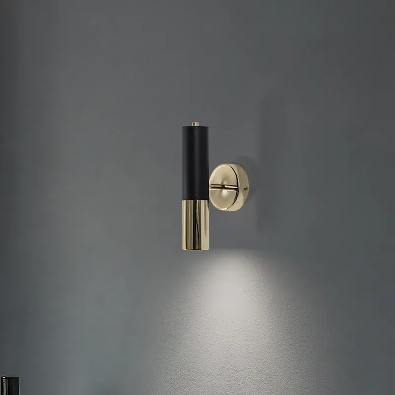 Goedkoop Wandlamp Orino, zwart/goud, metaal, GU10