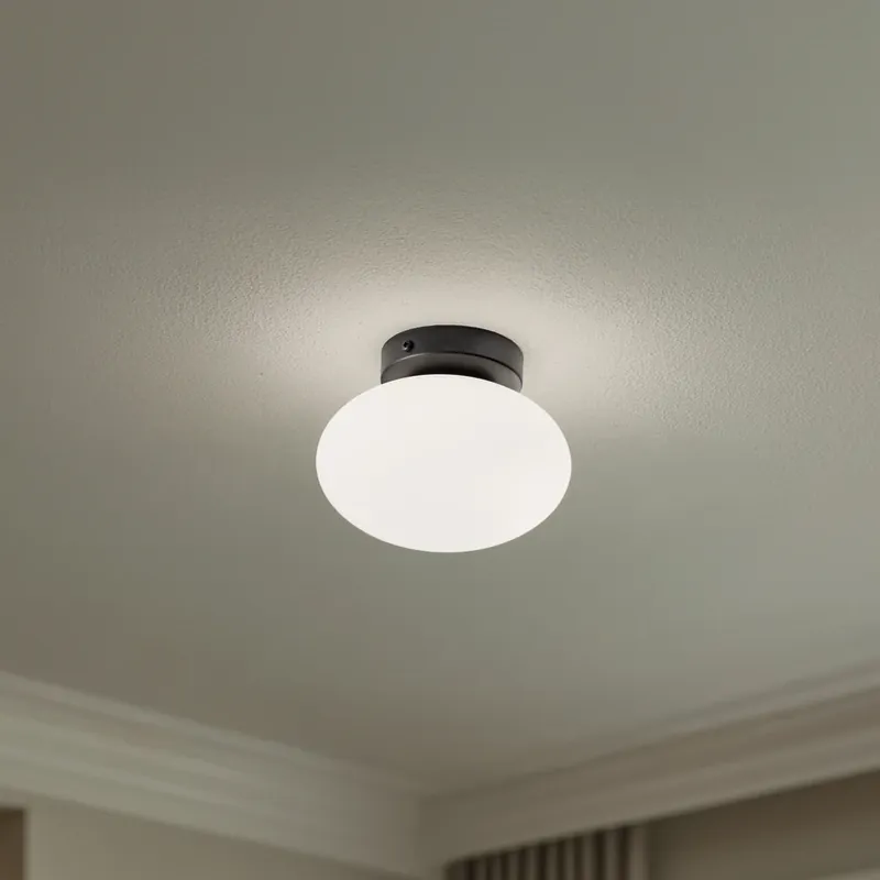 Betrouwbaar Plafondlamp Ufo, zwart/wit, Ø 18 cm, glas, G9