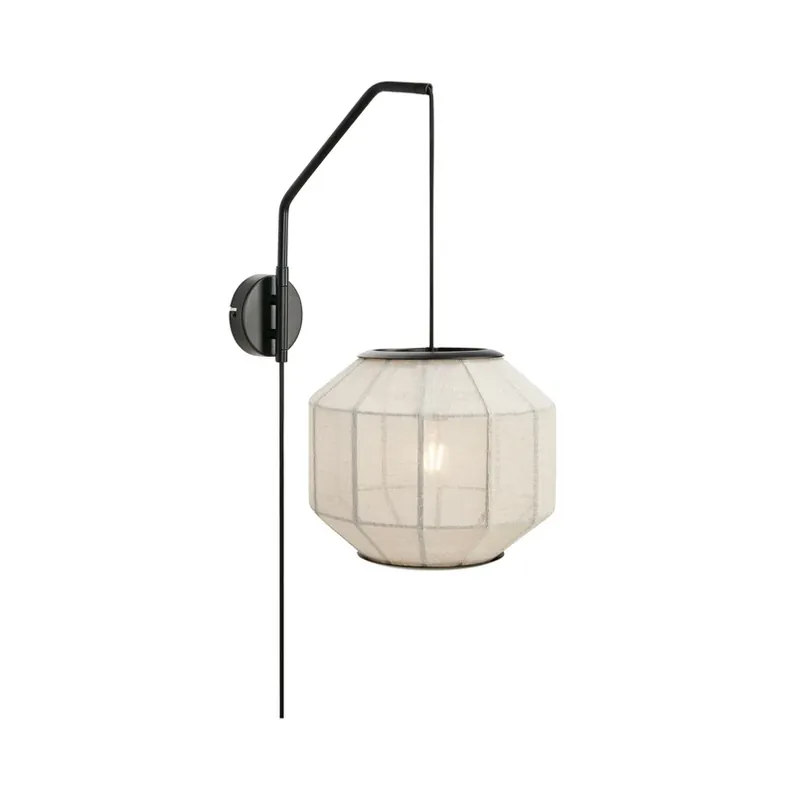 Alleen Vandaag Wandlamp Asuka, Ø 27 cm, beige/zwart, stof/metaal