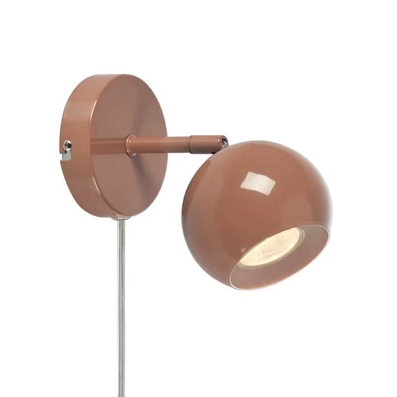 Direct Verzonden Wandlamp Pop, bruin, breedte 10 cm, metaal