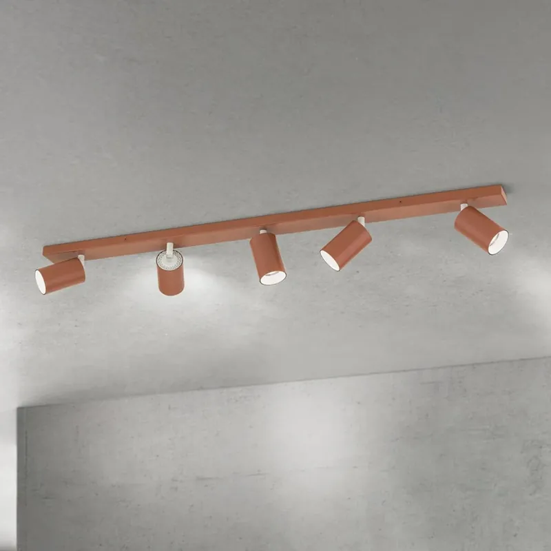 Actieprijs Plafondspot Sean, koraalrood, 5-lamps, aluminium, GU10