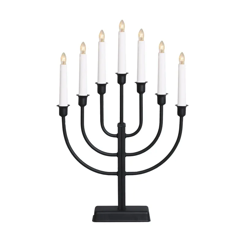 Veilige Betaling Kandelaar Kristina, zwart metaal Hoogte 47 cm 7-lamps