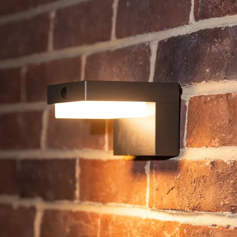 LED wandlamp op accu 800104, antraciet, IP44, sensor Alleen Vandaag