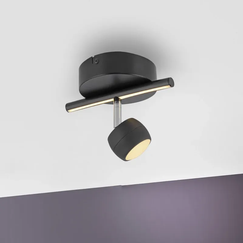 JUST LIGHT. LED plafondspot Jarik, 1-lamp, zwart, 3.000 K Finale Uitverkoop