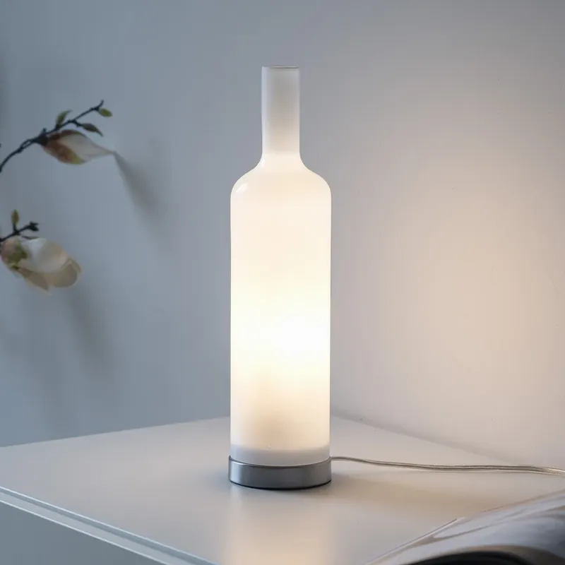 JUST LIGHT. tafellamp Bottle, opaalwit, glas, E14 Veilige Betaling