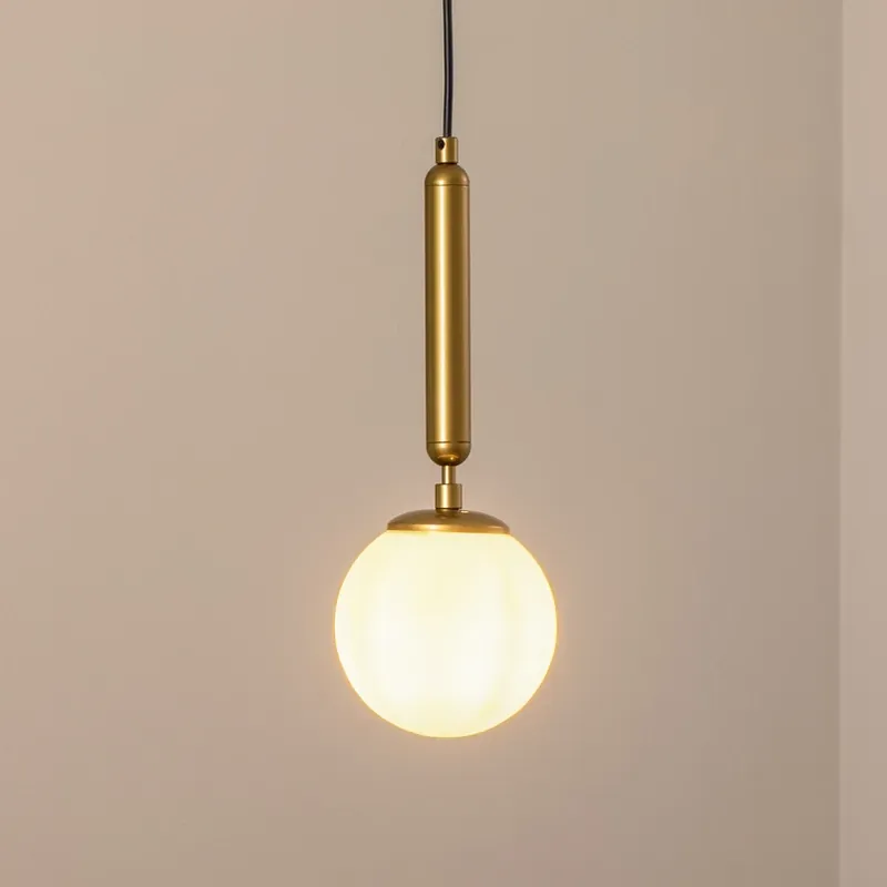 Hanglamp King, goud/opaal, glas, Ø 15 cm, E14 Lage Kosten