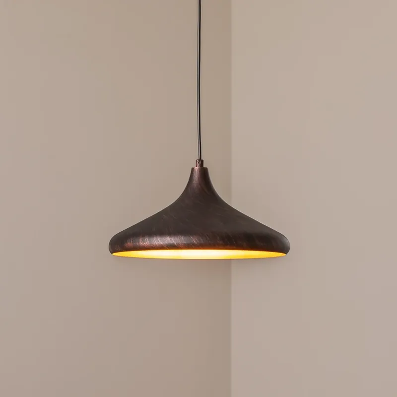 Seizoensaanbieding Hanglamp Barek, zwart/goud, Ø 34 cm, metaal, E27