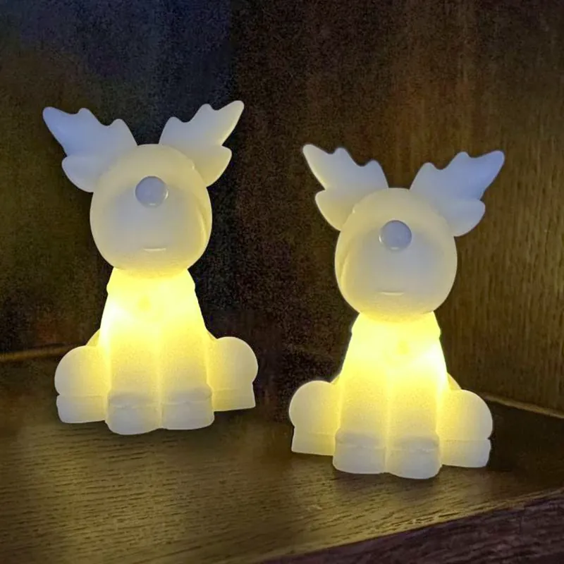 Laatste Versie LED-decoratiefiguur Naja, wit, hoogte 9 cm, set van 2, was Batterij